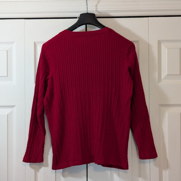 Tommy Hilfiger Women's Cable Knit Sweater Red - V Neck - Size XL - Picture 3 of 11